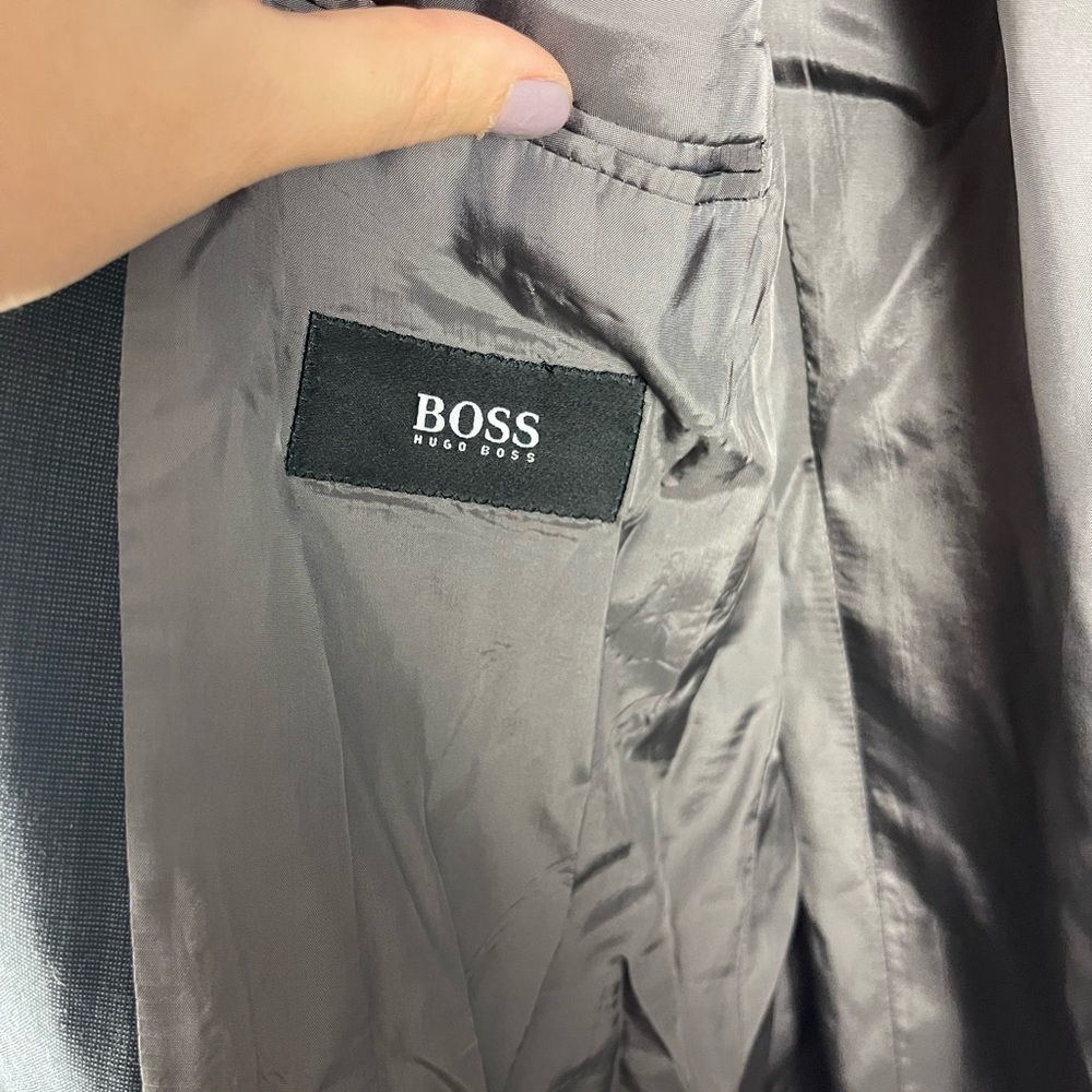 BOSS HUGO BOSS Saks Fifth Avenue Virgin Wool Men’s Blazer Suit Jacket Grey Lined - Picture 6 of 12